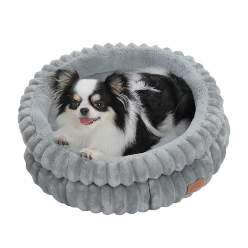 PAWZ Road Katzenbett waschbar, Hundebett kleine Hunde, Rundes, Flauschiges Katzenkissen, Katzenschlafplatz-Bettchen, Katzenkorb, Grau, 61x61x23cm PAWZ Road Katzenbett waschbar, Hundebett kleine Hunde, Rundes, Flauschiges Katzenkissen, Katzenschlafplatz-Bettchen, Katzenkorb, Grau, 61x61x23cm von PAWZ Road
