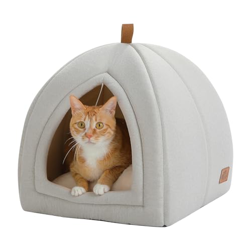 PAWZ Road Katzenhöhle mit waschbaren Kissen, Hundebett kleine Hunde, Kleintierhaus, Katzenschlafplatz-Bettchen, Katzenhaus Indoor, Beige, 40x40x40cm PAWZ Road Katzenhöhle mit waschbaren Kissen, Hundebett kleine Hunde, Kleintierhaus, Katzenschlafplatz-Bettchen, Katzenhaus Indoor, Beige, 40x40x40cm von PAWZ Road