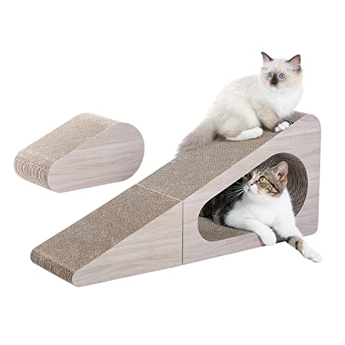 PAWZ Road Katzenkratzbaum, 2 in 1 großer 71,9 cm gewellter Katzenkratzer, dreiseitiger Gebrauch, Kratzmatte mit Bällen für Indoor-Katzen und Kätzchen von PAWZ Road