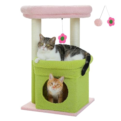 PAWZ Road Kleiner Katzenbaum, mehrstöckiger Katzenturm mit Sisal-überzogenem Kratzbaum, gemütlicher Katzenwohnung und großer Katzensitzstange für Hauskatzen, Rosa PAWZ Road Kleiner Katzenbaum, mehrstöckiger Katzenturm mit Sisal-überzogenem Kratzbaum, gemütlicher Katzenwohnung und großer Katzensitzstange für Hauskatzen, Rosa von PAWZ Road