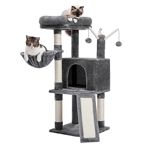 PAWZ Road Kratzbaum, Mehrstöckiger Katzenturm für Wohnungskatzen, Katzenkletterbaum mit Sisal bedeckten Kratzbäumen, tiefer Hängematte und interaktivem Katzenspielzeug, grau PAWZ Road Kratzbaum, Mehrstöckiger Katzenturm für Wohnungskatzen, Katzenkletterbaum mit Sisal bedeckten Kratzbäumen, tiefer Hängematte und interaktivem Katzenspielzeug, grau von PAWZ Road