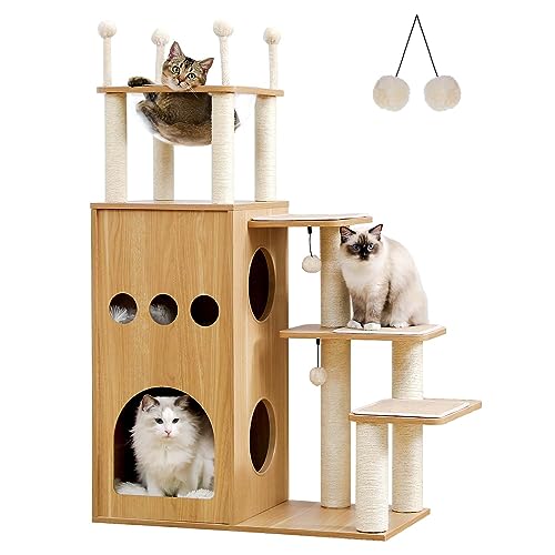 PAWZ Road Kratzbaum, hölzern Katzenbaum, luxuriös Kratzbaum groß, ein schönes Schloss für Katzen 130cm hoch PAWZ Road Kratzbaum, hölzern Katzenbaum, luxuriös Kratzbaum groß, ein schönes Schloss für Katzen 130cm hoch von PAWZ Road