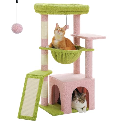 PAWZ Road Kaktus-Katzenbaum für Hauskatzen mit super großer Höhle, 1 Sisalbrett, 3 Kratzstämme, mit großer Hängematte und Sitzstange, 90 cm, Rosa PAWZ Road Kaktus-Katzenbaum für Hauskatzen mit super großer Höhle, 1 Sisalbrett, 3 Kratzstämme, mit großer Hängematte und Sitzstange, 90 cm, Rosa von PAWZ Road