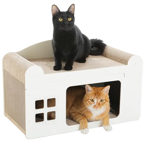 PAWZ Road Kratzbrett für Katzen, Katzenhöhle mit Kratzbrett, Katzenhaus Indoor aus Pappe, Kratzpappe für Katzen, Kratzpad Lounge, Langlebiges Katzenspielzeug 55 x 27,5 x 35 cm, Weiß PAWZ Road Kratzbrett für Katzen, Katzenhöhle mit Kratzbrett, Katzenhaus Indoor aus Pappe, Kratzpappe für Katzen, Kratzpad Lounge, Langlebiges Katzenspielzeug 55 x 27,5 x 35 cm, Weiß von PAWZ Road