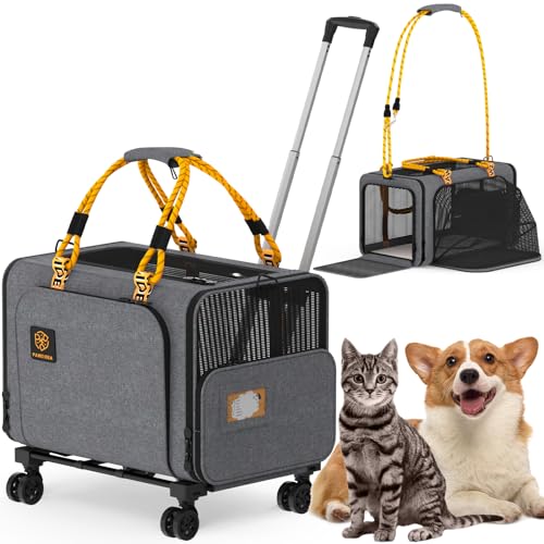 PAWZIDEA Extra große Katzentrage mit Rollen, Grau von PAWZIDEA
