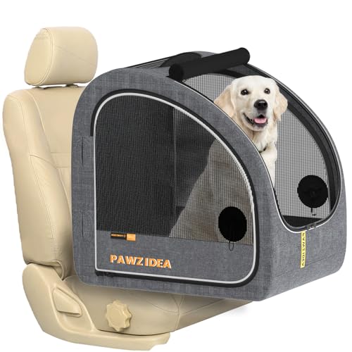 PAWZIDEA Faltbare Hunde-Reisebox, tragbare Haustierbox für Auto, weiche Hundehütte für mittelgroße und große Hunde, Pop-Up-Metallrahmen, Sicherheitsgurt und Kopfstützengurt, faltbare PAWZIDEA Faltbare Hunde-Reisebox, tragbare Haustierbox für Auto, weiche Hundehütte für mittelgroße und große Hunde, Pop-Up-Metallrahmen, Sicherheitsgurt und Kopfstützengurt, faltbare von PAWZIDEA