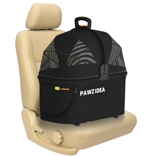 PAWZIDEA Tragbare Haustier-Auto-Sitzerhöhung, Hunde-Autositz, abnehmbare und waschbare Pads, bis zu 15 kg, Schwarz von PAWZIDEA