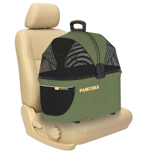 PAWZIDEA Tragbare kleine Hundebox für Autoreisen, geschlossene Haustierautositze für kleine/mittelgroße Hunde & Katzen, wendbares Baldachin ohne Reißverschluss, weiche Seiten-Haustier-Tragetasche PAWZIDEA Tragbare kleine Hundebox für Autoreisen, geschlossene Haustierautositze für kleine/mittelgroße Hunde & Katzen, wendbares Baldachin ohne Reißverschluss, weiche Seiten-Haustier-Tragetasche von PAWZIDEA