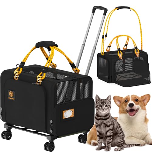 PAWZIDEA Transportbox für Haustiere, extra groß, mit Rollen, Schwarz PAWZIDEA Transportbox für Haustiere, extra groß, mit Rollen, Schwarz von PAWZIDEA