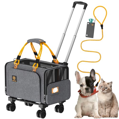 PAWZIDEA Transportbox für Haustiere, mit Rollen, Grau von PAWZIDEA