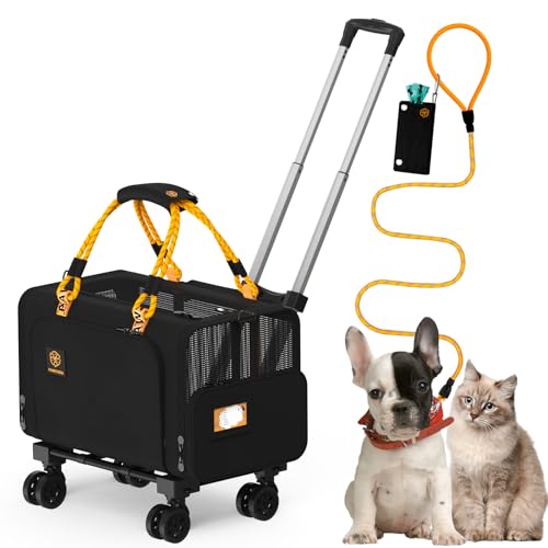 PAWZIDEA Transportbox für Haustiere, mit Rollen, Schwarz von PAWZIDEA