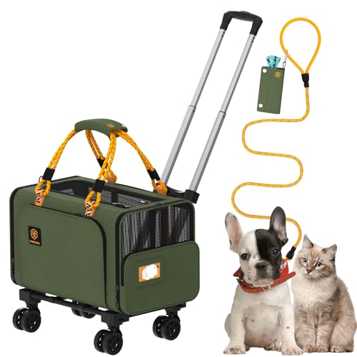 PAWZIDEA Transportbox für Haustiere mit Rollen, Grün von PAWZIDEA