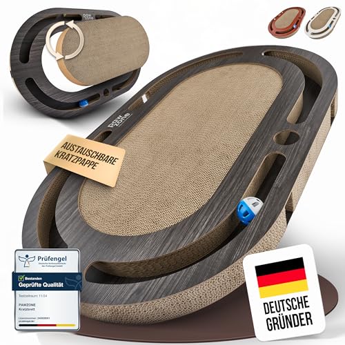 PAWZONE Kratzbrett - beidseitig nutzbar + Pappe austauschbar - inkl. Katzenspielzeug - hochwertige XXL Kratzpappe in stabilem MDF - Kratzmatte - Katzenzubehör - Kratzmöbel Katze - Cat Scratcher PAWZONE Kratzbrett - beidseitig nutzbar + Pappe austauschbar - inkl. Katzenspielzeug - hochwertige XXL Kratzpappe in stabilem MDF - Kratzmatte - Katzenzubehör - Kratzmöbel Katze - Cat Scratcher von PAWZONE
