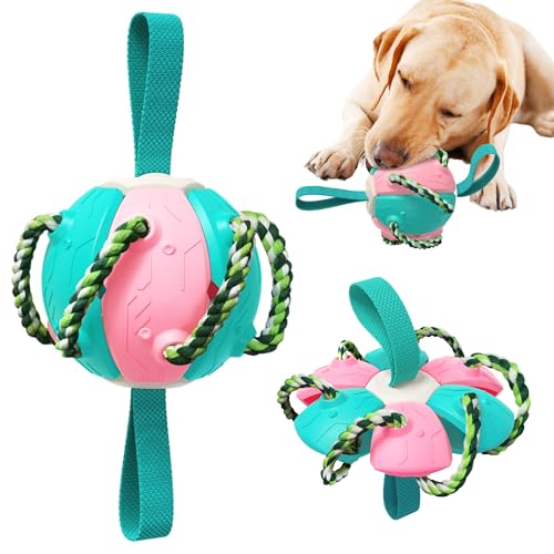 PAWpular Pets Rebound Frisbee Ball, Multifunktionales Kau- und Zerrspielzeug für Hunde, fliegende Scheibe, interaktives Tauziehen Hundespielzeug, fördert die Zahngesundheit, ideal für Wasserspiele und PAWpular Pets Rebound Frisbee Ball, Multifunktionales Kau- und Zerrspielzeug für Hunde, fliegende Scheibe, interaktives Tauziehen Hundespielzeug, fördert die Zahngesundheit, ideal für Wasserspiele und von PAWpular Pets