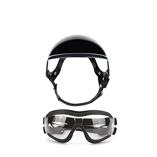 Interessante Haustiermütze, Hundehelm und Schutzbrille - Schutz für Hunde, Sonnenbrille, Haustierhut, Motorradhelme, passend für Welpen, Reiten, Katzen- und Hundebekleidung (Farbe: L, Brille von PAXTOR