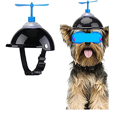 Interessanter Haustierhut, Hundehelm und Schutzbrille mit niedlichem Propeller, passend für kleine, mittelgroße Hunde, verstellbarer Sonnenhut und Sonnenbrille, Sommerreitset, Katzen- und von PAXTOR