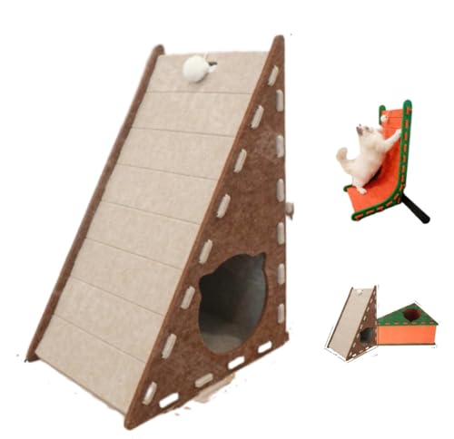 Mellowkin Katzenkratzbaum Filz, Mellowkin Katzenkratzbaum aus Filz für Hauskatzen mit Plüschballspielzeug, dreieckiges vertikales Kratzbrett mit Bett, verschleißfest, fusselfrei Mellowkin Katzenkratzbaum Filz, Mellowkin Katzenkratzbaum aus Filz für Hauskatzen mit Plüschballspielzeug, dreieckiges vertikales Kratzbrett mit Bett, verschleißfest, fusselfrei von PBTUJSEM