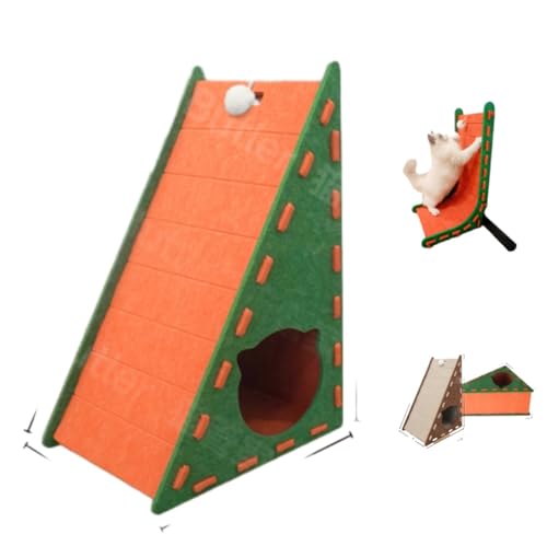 Mellowkin Katzenkratzbaum Filz, Mellowkin Katzenkratzbaum aus Filz für Hauskatzen mit Plüschballspielzeug, dreieckiges vertikales Kratzbrett mit Bett, verschleißfest, fusselfrei Mellowkin Katzenkratzbaum Filz, Mellowkin Katzenkratzbaum aus Filz für Hauskatzen mit Plüschballspielzeug, dreieckiges vertikales Kratzbrett mit Bett, verschleißfest, fusselfrei von PBTUJSEM