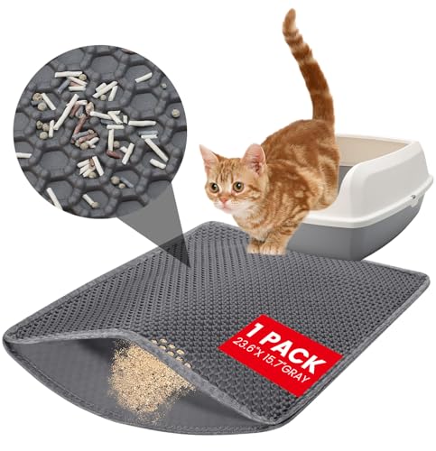 Katzenklo Matte, Katzenklo Matte, 59,9 x 40,9 cm, Katzenmatte für Katzentoilette, kleine Waben-Doppelschicht-Design, wasserdicht & urinfest, Streukontrolle, rutschfest, Grau, 1 Stück Katzenklo Matte, Katzenklo Matte, 59,9 x 40,9 cm, Katzenmatte für Katzentoilette, kleine Waben-Doppelschicht-Design, wasserdicht & urinfest, Streukontrolle, rutschfest, Grau, 1 Stück von PCYIS