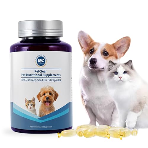 Pcpetclear Katze&Hund lachsöl - 80 stück - der kostbare Omega-3 fischöl, der den stoffwechsel und das knochenwachstum fördert, der schillernden pelze, Vitamine und einfache dosierung erlaubt von PCpetclear