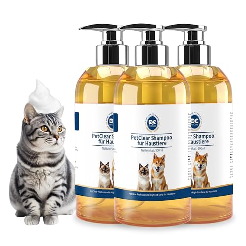 PCpetclear hundeshampoo, katzenshampoo，sanftes natürliches nach Haustieren duftendes Körperwaschmittel, angereichert mit Vitamin E für Katzen Hunde und Haustiere.500ml (500mlx3) von PCpetclear