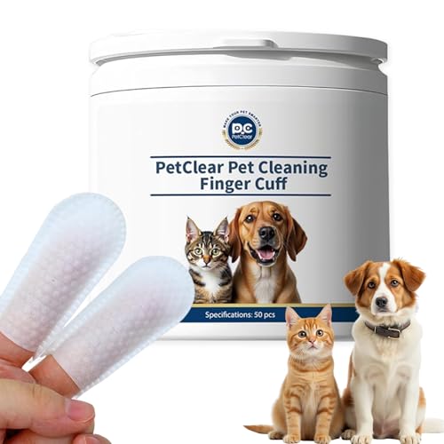 Ohrpflege Finger-Pads für Hunde & Katzen 50 Stück – Ohrenreiniger für Hunde - Einweg-Reinigungsfingerlinge für Ohren, Kinn & Augen， Hunde Ohrenreinger - praktischer Ohrreiniger Hund (SJZT-1-50pcs) von PCpetclear