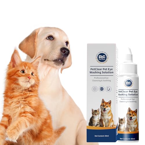 PCpetclear Petclear Augenreiniger für Hunde & Katzen (60 ml) – Löst einfach & schnell Verkrustungen, Schmutz & Augenausfluss - Vorbeugung von Tränenflecken - VEGAN & parabenfrei von PCpetclear