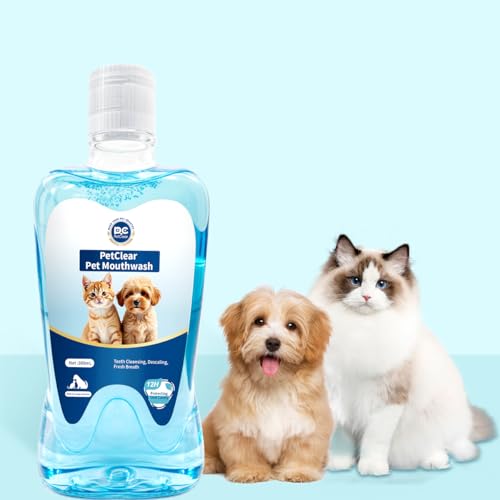 PCpetclear Petclear Mundwasser Für Hunde Und Katzen, Trinkwasserzusatz, Schützt vor Plaque Und Zahnstein, Frischer Atem, Keine Bürste Erforderlich - 380ml von PCpetclear