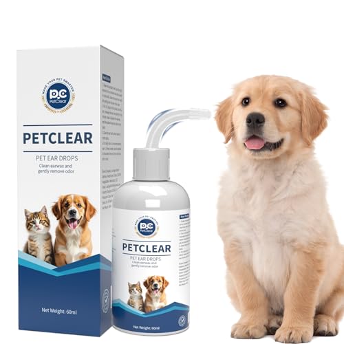 PCpetclear Ohrenreiniger für Hunde & Katzen 60ml*2, stoppen Ohren Entzündungen und Juckreiz, Hundeohrschmalz, Schmutz, Geruchsentferner von PCpetclear
