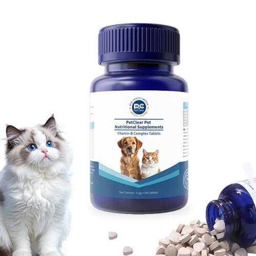 Vitamin B Komplex für Hunde & Katzen- B1、B2、B3、B5、B6、B7、B9、B12, 200 Tabletten, hochdosiert von PCpetclear