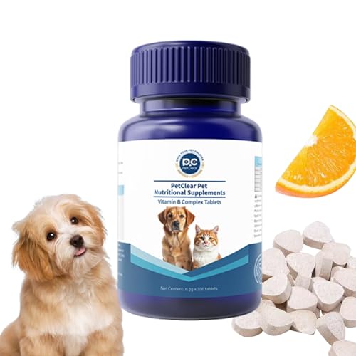 Vitamin B Komplex für Hunde & Katzen- B1、B2、B3、B5、B6、B7、B9、B12, 200 Tabletten, hochdosiert von PCpetclear