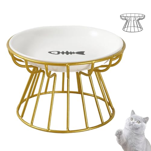 Katzenschalen Flach Keramik, Hohe Katzenschale Mit Metallhalter, SchüTzt die Halswirbel des Haustieres, rutschfest, Leicht Zu Waschen, Bartfreundlich Katzenschalen Flach Keramik, Hohe Katzenschale Mit Metallhalter, SchüTzt die Halswirbel des Haustieres, rutschfest, Leicht Zu Waschen, Bartfreundlich von PDDBKTEI
