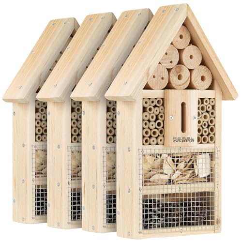 PEARL Insektenhotel Bastelset: 4er-Set Insektenhotel-Bausätze, Nisthilfe und Schutz für Nützlinge (Insektenhotel Insektenhaus, Insektenhotel Bausatz groß, Schmetterling) von PEARL