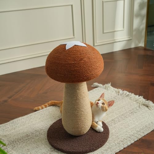 Shiitake Pilz Kratzbaum - 100% Sisal Kratzstange mit Pompon Spielzeug, Niedliches Shiitake Design für Indoor Katzen, Langlebige Katzenkratzmöbel Shiitake Pilz Kratzbaum - 100% Sisal Kratzstange mit Pompon Spielzeug, Niedliches Shiitake Design für Indoor Katzen, Langlebige Katzenkratzmöbel von PECHVINO