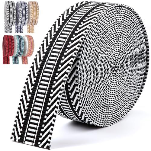 PECMER Nylon-Gurtband, 3,8 cm – 6 m, schwarzes Jacquard-Baumwoll-Gurtband, Sicherheitsgurtband, Polyester-Gurtband für Bastelarbeiten, Haustierhalsbänder, Leine, Rucksack, Gurt, Gürtel – 38 mm von PECMER