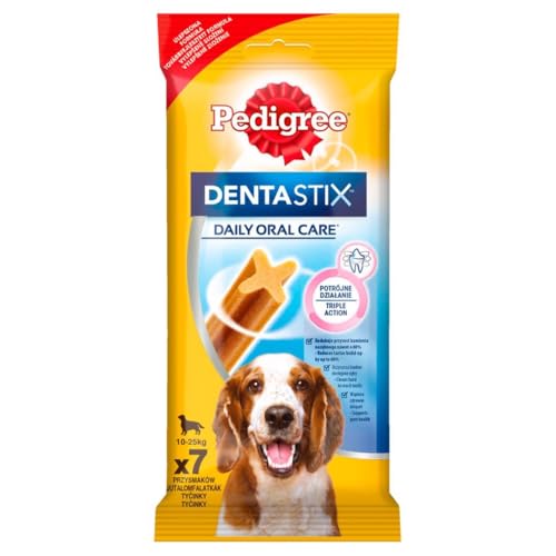 Hundesnacks Dentastix Zahnpflegesnacks für mittelgroße Hunde, Probiergröße (7 Stück) von PEDIGREE