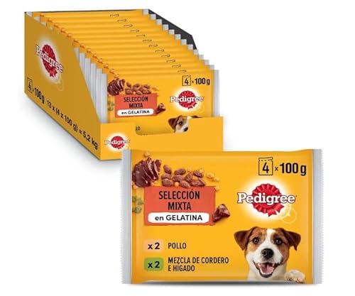 PEDIGREE Adult Huhn & Lamm in Gelee - Nassfutter für ausgewachsene Hunde - 13 Multipacks mit 4x100g (52 Beuteln) von PEDIGREE