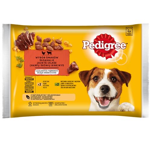 PEDIGREE Adult Huhn & Lamm in Gelee - Nassfutter für ausgewachsene Hunde 4x100g von PEDIGREE