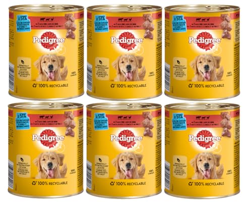 Pedigree 6 Dosen - Verschiedene Geschmacksrichtungen Hundefutter Nassfutter Dosenfutter (6x800g, Rind, Lamm und Huhn in Pastete) von PEDIGREE