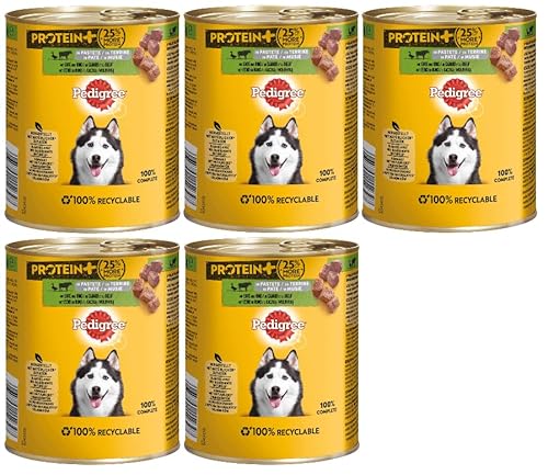 PEDIGREE Dose Protein+ in Pastete Hundefutter Nassfutter - Verschiedene Geschmacksrichtungen (5x800g, Ente und Rind) von PEDIGREE