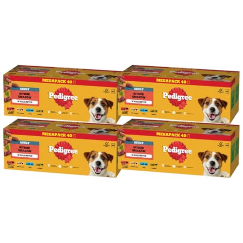 PEDIGREE Giant Pack Adult Gemischte Selektion in Gelee 4 Varietäten mit Rind- und Lebermischung, Huhn, Lamm- und Lebermischung, Geflügel (2x80x100g) von PEDIGREE