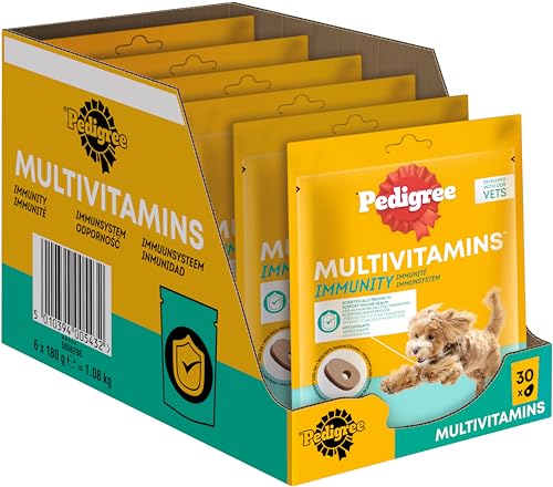 Pedigree Hundesnacks Multivitamins Immunsystem - 30 weiche Hundeleckerlis, 180g - Supplements zur Unterstützung des Immunsystems, einfache Fütterung von PEDIGREE