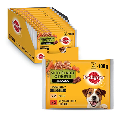 PEDIGREE Pouch - Chicken, Beef and Vegetables in Gravy - Wet Food for Adult Dogs - 13 multipacks of 4x100g Bags von PEDIGREE