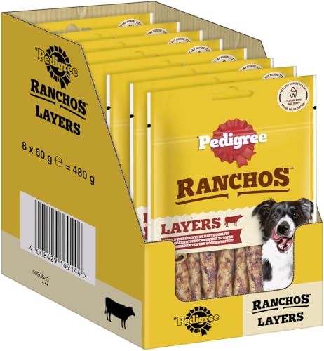 PEDIGREE RANCHOS Hundesnacks Rind Kaustangen für Hunde, 8x60g - Geschmackvolle Kausticks PEDIGREE RANCHOS Hundesnacks Rind Kaustangen für Hunde, 8x60g - Geschmackvolle Kausticks von PEDIGREE
