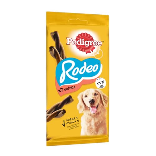 PEDIGREE Rodeo Hundesnacks für Hunde mit Rindfleisch 12 x 7 Stück (12 x 122g) von PEDIGREE