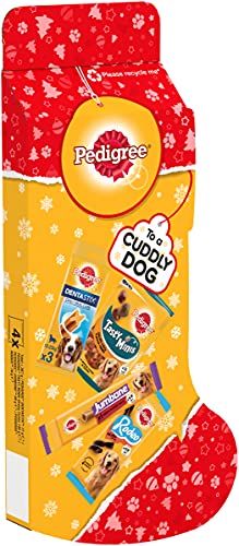 Pedigree 1 x Weihnachts-Hundestrumpf mit 4 Packungen Leckerlis. von PEDIGREE