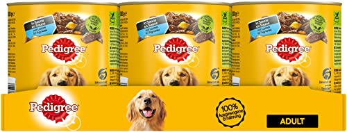 Pedigree Hundefutter Nassfutter saftiges Geschnetzeltes mit Lamm, Gemüse und Nudeln in Sauce, 12 Dosen (12 x 800g) von PEDIGREE