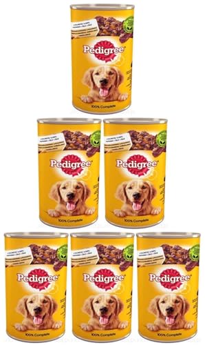 Pedigree Adult Nassfutter für Erwachsene Hunde mit Huhn und Karotte in Gelee 6 x 1200g (6 Dosen) von PEDIGREE