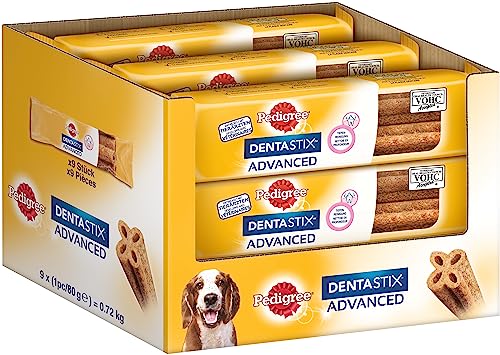 Pedigree DentaStix Advance Hundesnacks 2 x Wöchentlich, 9 x 80 g, 1 Stück (9er Pack) von PEDIGREE