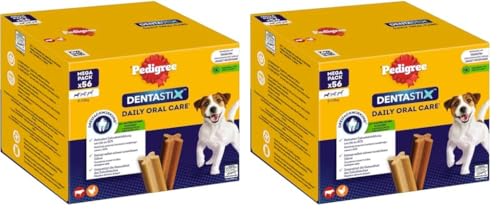 Pedigree DentaStix Daily Oral Care Zahnpflegesnack für kleine Hunde – Hundeleckerli mit Huhn- & Rindgeschmack für jeden Tag – 1 x 56 Stück (Packung mit 2) von PEDIGREE
